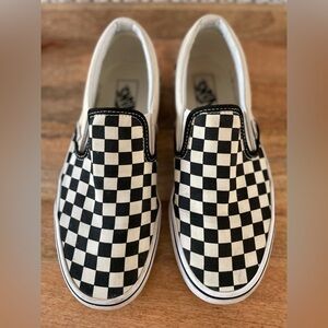 Vans Slip On Checkered Shoes Black & White Womens Size 10
